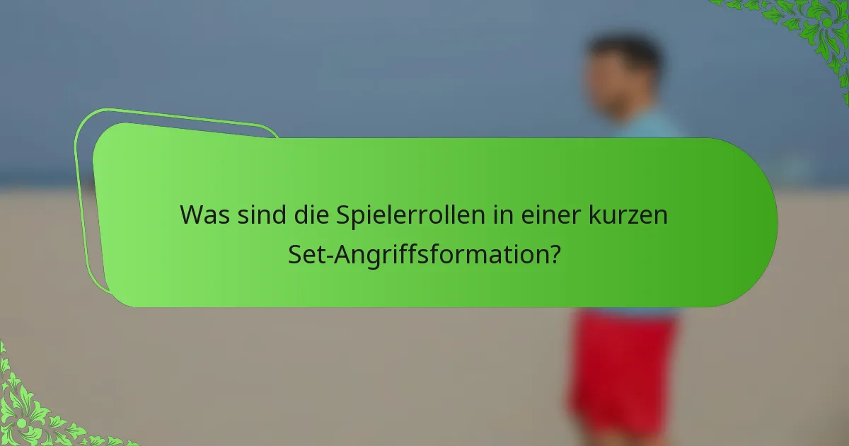 Was sind die Spielerrollen in einer kurzen Set-Angriffsformation?