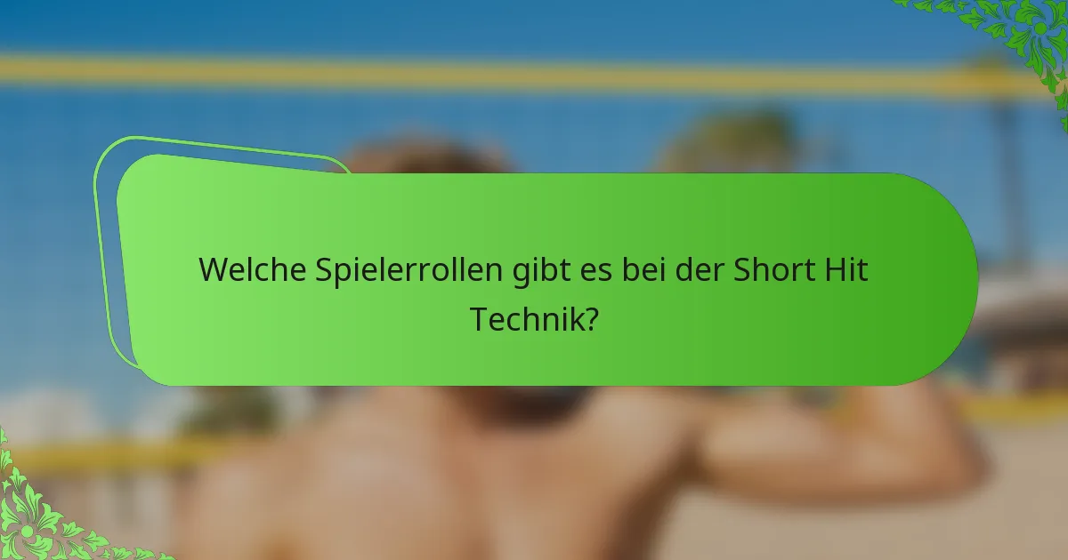 Welche Spielerrollen gibt es bei der Short Hit Technik?