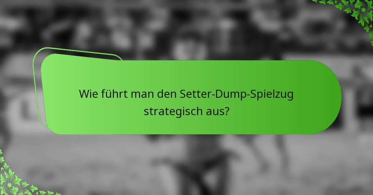 Wie führt man den Setter-Dump-Spielzug strategisch aus?